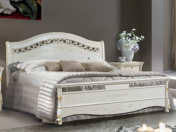 Wooden double bed with upholstered headboard CASA +39 DIAMANTE 2103, 2104 factory CASA +39 from Italy. Foto №1