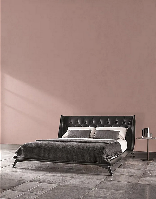 Leather double bed with tufted backrest VIBIEFFE 5700 Opera factory VIBIEFFE from Italy. Foto №3