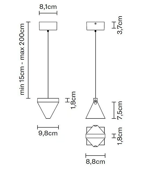 LED Crystal Pendant Lamp Tripla Fabbian factory Fabbian from Italy. Foto №6