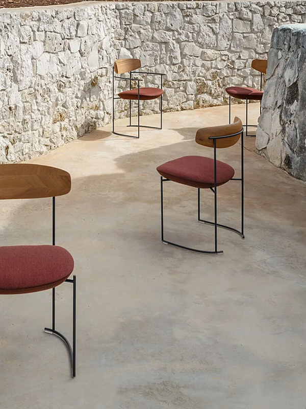 Sled Base Garden Chair with Upholstered Back Potocco Keel 922 Out 922-OUT factory POTOCCO from Italy. Foto №2