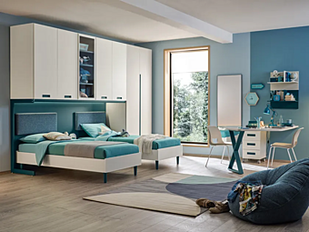 Fitted wooden bedroom set with bridge wardrobe Moretti Compact KC425 factory MORETTI  COMPACT from Italy