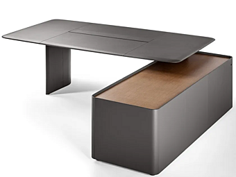 Rectangular Executive Desk with Shelves Tanned Leather POLTRONA FRAU Trust 5644711 5644711 factory POLTRONA FRAU from Italy