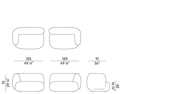 Modular fabric sofa with soft back Potocco Jade 953 D 953/D factory POTOCCO from Italy. Foto №12