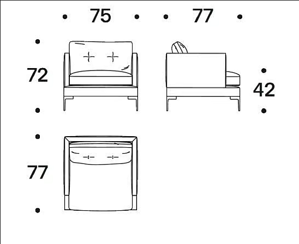 Fabric easy chair with armrests removable cover Baby Essentiel Saba factory SABA from Italy. Foto №3