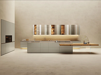 Wood and glass kitchen with island LAGO N O W Wood and glass kitchen with island LAGO N O W factory LAGO from Italy