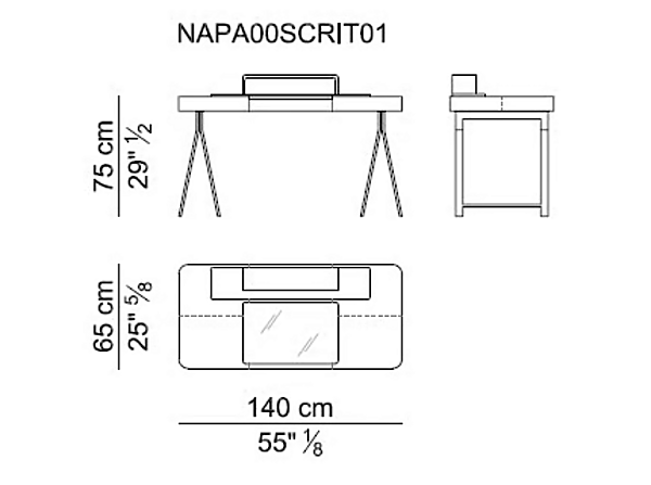 Secretary desk with drawers covered in tanned leather I 4 Mariani Napa factory i 4 Mariani from Italy. Foto №6