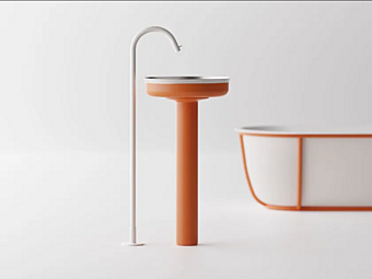 Freestanding round washbasin stainless steel AGAPE Undici Inox factory Agape from Italy