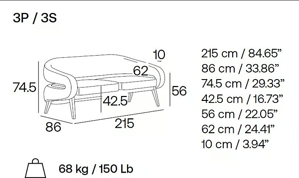 Three-seater fabric sofa Roche Adrenalina IMB1050057 factory ADRENALINA from Italy. Foto №6