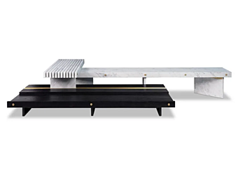Coffee table in wood with metal accents BAXTER Rail factory BAXTER from Italy