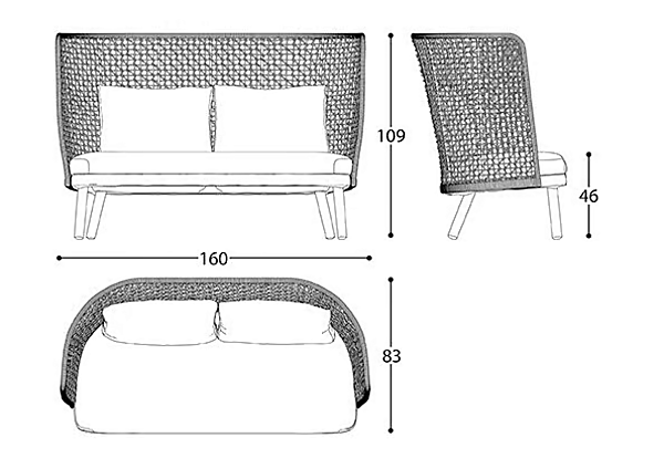 2-seater high back garden sofa with soft back VARASCHIN EMMA 23644 factory VARASCHIN from Italy. Foto №7