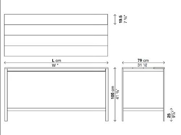 Rectangular Teak High Table Slatted Kristalia factory Kristalia from Italy. Foto №4