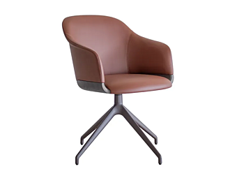 Swivel Leather Easy Chair with Armrests Potocco LYZ 918 PG 918/PG factory POTOCCO from Italy