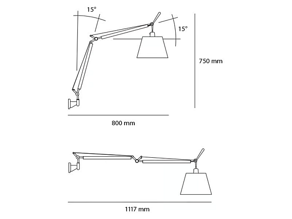 Aluminium wall lamp with swing arm Artemide Tolomeo Basculante 0947010A / 0947020A factory Artemide from Italy. Foto №5