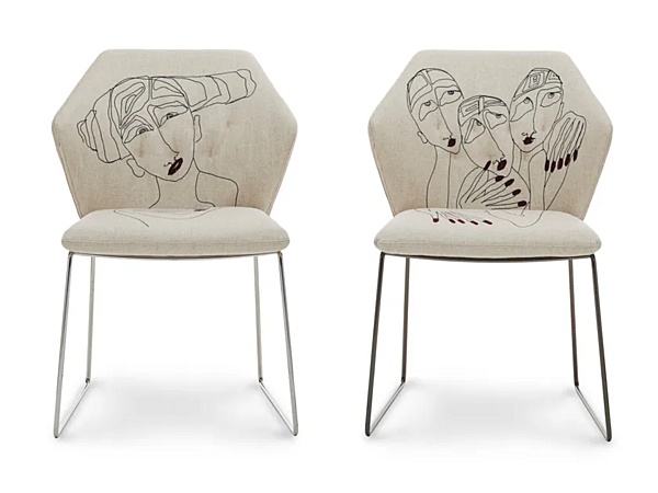 Upholstered fabric sled base chair New York Saba Marras factory SABA from Italy. Foto №3