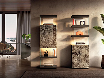 Freestanding glass bookcase with built-in lights LAGO Air 2682 2683 2682, 2683 Freestanding glass bookcase with built-in lights LAGO Air 2682 2683 2682, 2683 factory LAGO from Italy