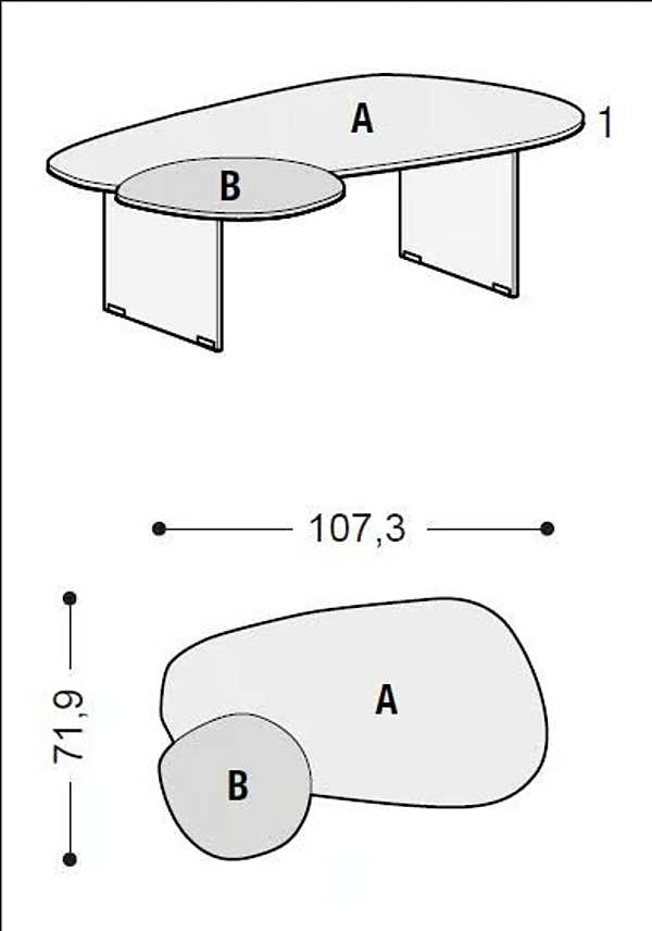 Glass coffee table for living room LAGO Blendie 1411 factory LAGO from Italy. Foto №2