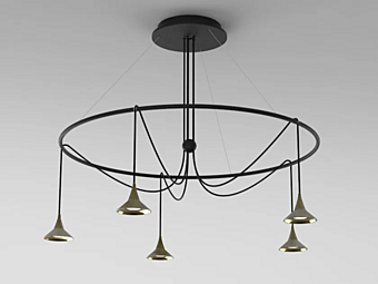 LED Adjustable Brass Chandelier Artemide Unterlinden Ring