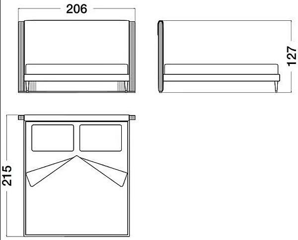 Double bed with upholstered headboard in cocoon fabric CPRN HOMOOD C303, C304, C305 factory CPRN HOMOOD from Italy. Foto №3