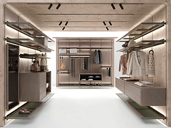 Sectional Ash Walk-In Wardrobe with Integrated Lighting GIORGETTI Reiwa factory GIORGETTI from Italy