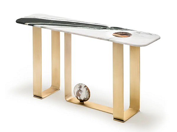 Rectangular marble console table with satin metal base ARCAHORN Minerva 7005S 7005S factory ARCAHORN from Italy. Foto №2