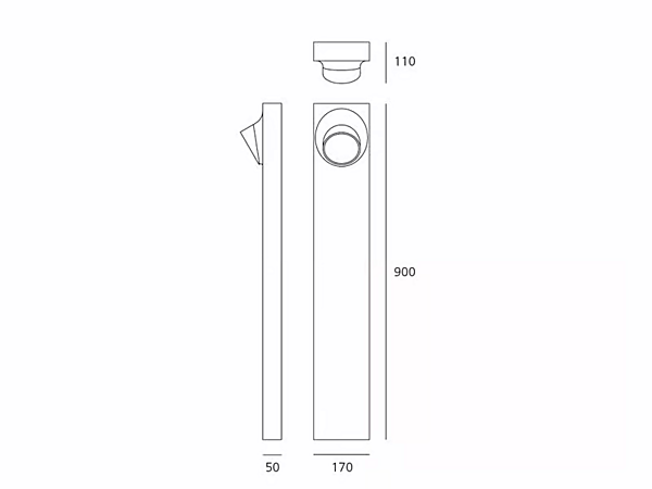 LED Bollard Light in Die-Cast Aluminium Ciclope by Artemide factory Artemide from Italy. Foto №8