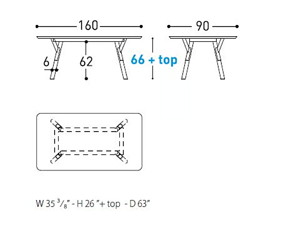 Rectangular garden table in aluminum Link Low VARASCHIN 2222L factory VARASCHIN from Italy. Foto №5