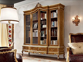 Solid Wood Bookcase with Drawers Modenese Luxury Interiors 12301 factory MODENESE GASTONE from Italy