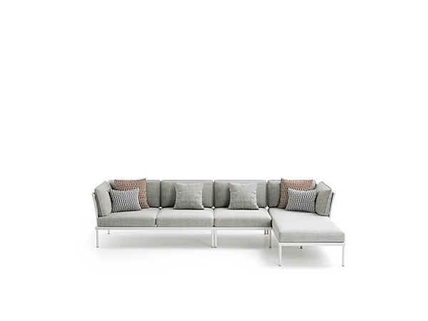 Modular garden sofa with chaise longue in fabric Atmosphera Flash factory ATMOSPHERA from Italy. Foto №8