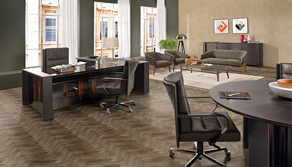 L Shaped Leather Executive Desk Meteora I 4 Mariani factory i 4 Mariani from Italy. Foto №5