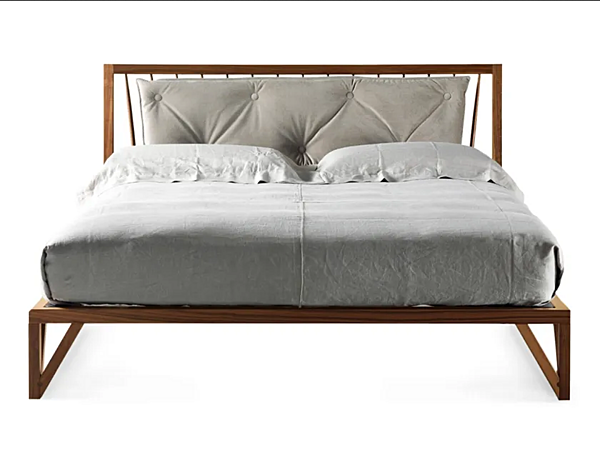 Wooden double bed with upholstered headboard DALE Leggiadro P 120 factory DALE from Italy. Foto №1