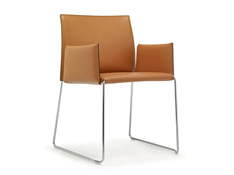 Sled Base Tanned Leather Armchair Bizzy Enrico Pellizzoni Sled Base Tanned Leather Armchair Bizzy Enrico Pellizzoni factory ENRICO PELLIZZONI from Italy