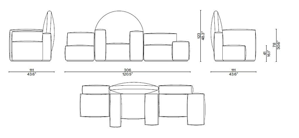 Sectional sofa with upholstered back CASSINA Notturno a New York factory CASSINA from Italy. Foto №6