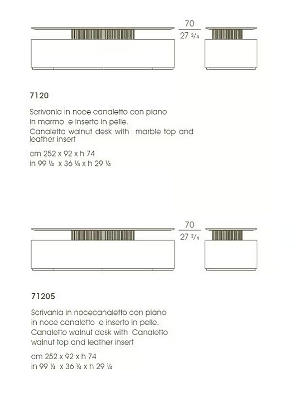 Rectangular Writing Desk with Walnut Base and Marble Top GIORGETTI G-Code 71200, 71205 factory GIORGETTI from Italy. Foto №8