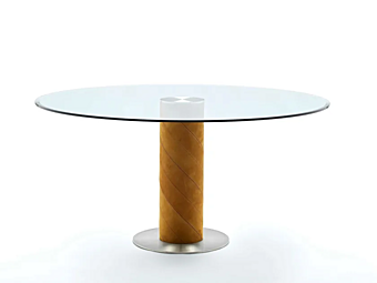 Round glass dining table on wheels FASEM Rolling Collection