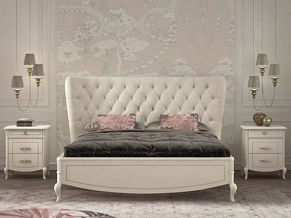 Upholstered wooden double bed with tufted backrest CASA +39 VIOLETTA C22019 factory CASA +39 from Italy. Foto №1