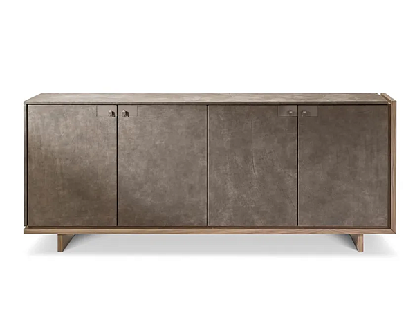Low wooden office storage unit upholstered in leather I 4 Mariani Cartesiano factory i 4 Mariani from Italy. Foto №1