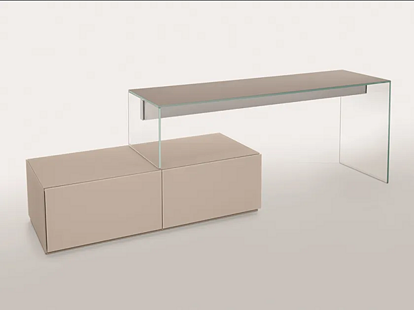 Office Desk with Glass and Stainless Steel by Gallotti&Radice Air Desk 1 Up factory Gallotti & Radice from Italy. Foto №5