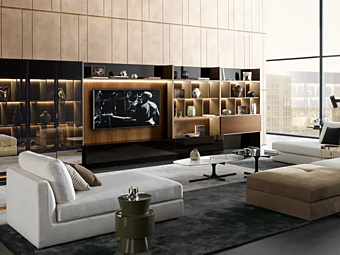 Sectional TV Wall System with Integrated Lighting MisuraEmme Crossing factory MisuraEmme from Italy