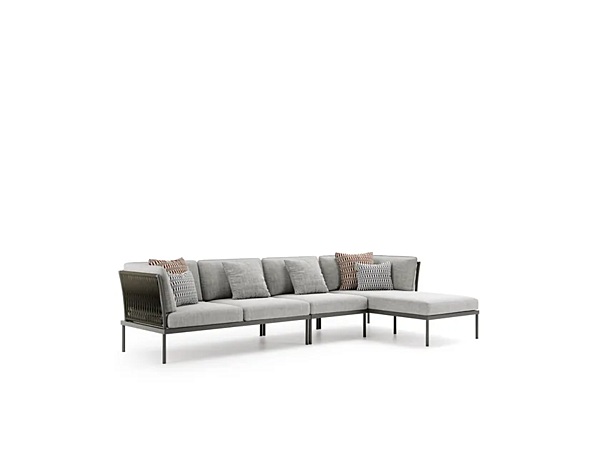 Modular garden sofa with chaise longue in fabric Atmosphera Flash factory ATMOSPHERA from Italy. Foto №6