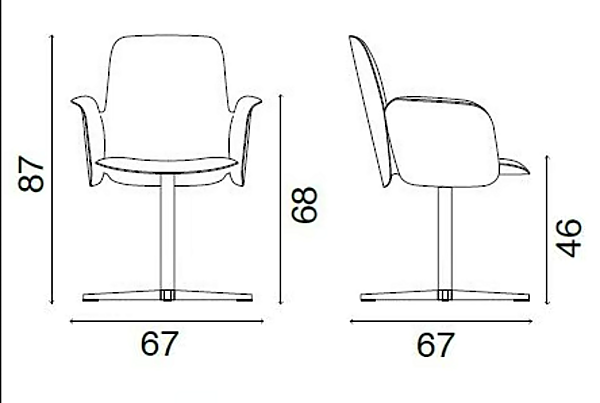 Swivel chair with 4 spoke base leather Electa FASEM Electa BC factory FASEM from Italy. Foto №8