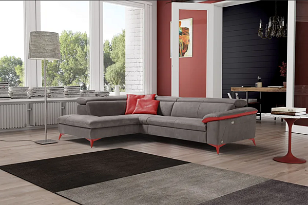 Corner leather sofa with electric motion Egoitaliano Martine factory Egoitaliano from Italy. Foto №3