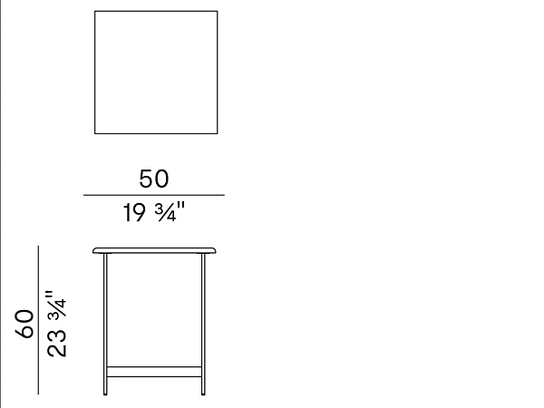 Square metal coffee table with marble top Potocco Little T 878 TQ 50 878/TQ-50 factory POTOCCO from Italy. Foto №5