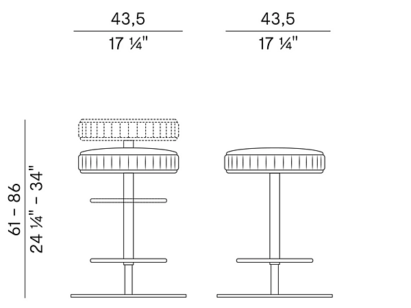 Swivel fabric stool with gas lift Potocco Plisse 929 S 929/S-GAS factory POTOCCO from Italy. Foto №3