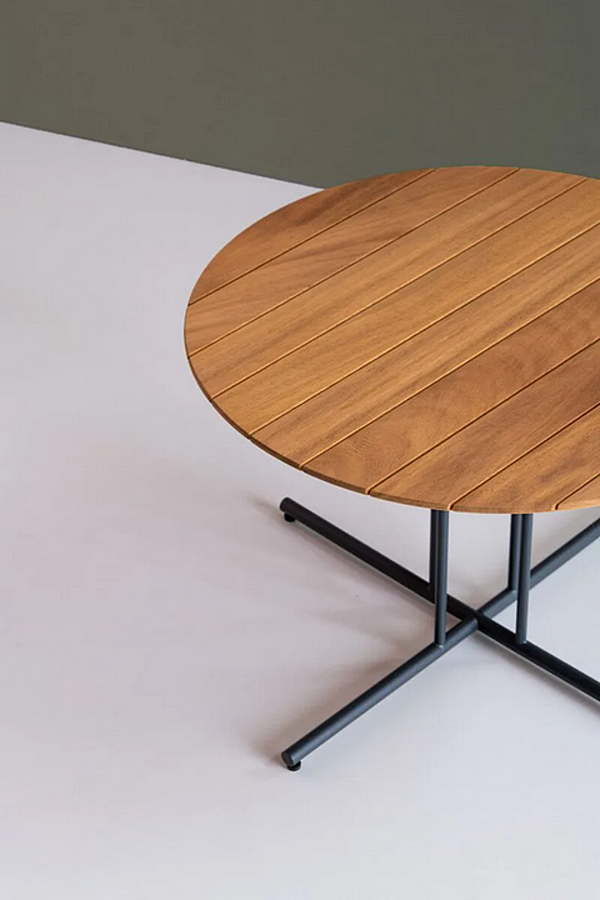 Round Iroko and Metal Garden Side Table Potocco Graphic 955 955/TBC-40-OUT, 955/TBC-60-OUT, 955/TBC-80-OUT factory POTOCCO from Italy. Foto №3