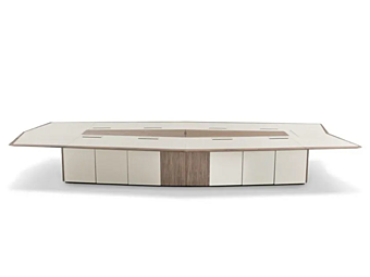 Rectangular leather meeting table with cable management i 4 Mariani Master