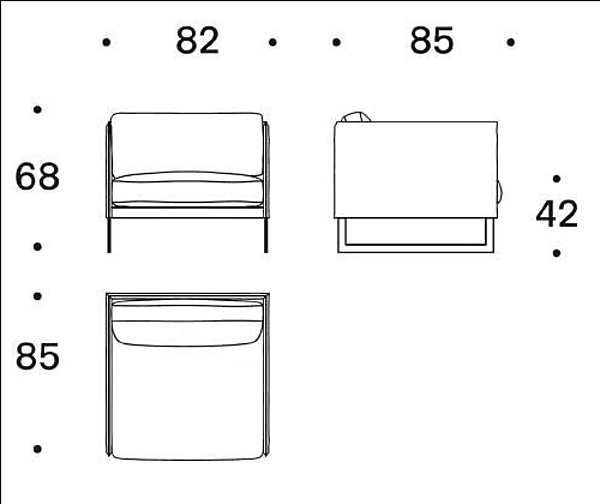 Sled base fabric armchair with armrests Saba Livingston factory SABA from Italy. Foto №5
