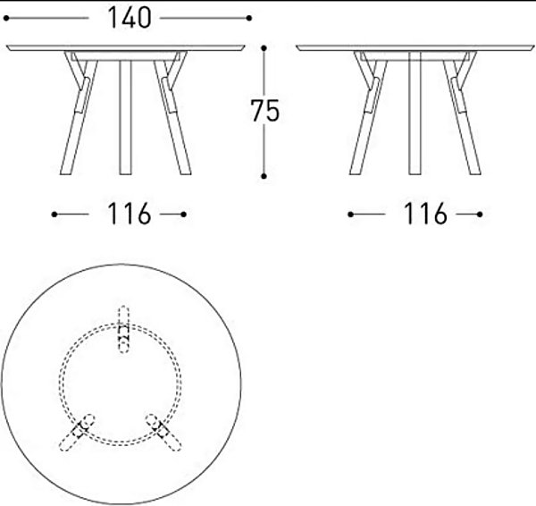 Round HPL Dining Table VARASCHIN Link factory VARASCHIN from Italy. Foto №4