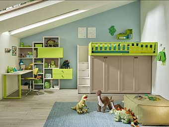 Fitted wooden bedroom set KC512 Moretti Compact factory MORETTI  COMPACT from Italy