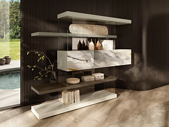 Open freestanding bookcase in wood LAGO AIR 1467