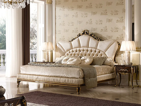 Double bed with upholstered headboard A.R. Arredamenti Ricasoli factory A.R.ARREDAMENTI SRL from Italy. Foto №6